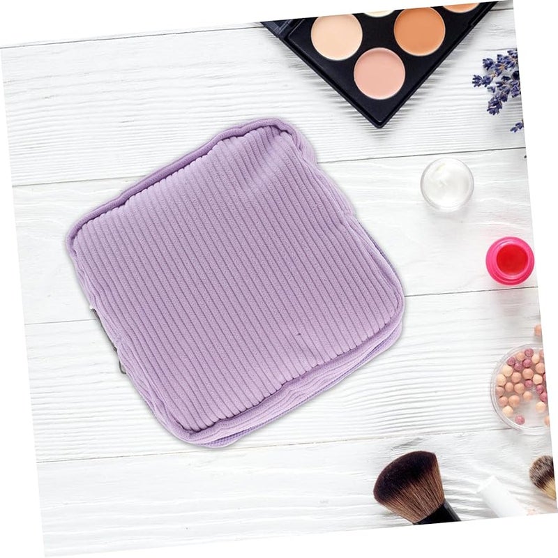 Corduroy Makeup Pouch For Women Cute Mini Purse Soft Light Period Pads Organizer - Image 4